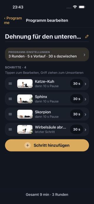 Programm bearbeiten — Timer: Workouts & Intervals