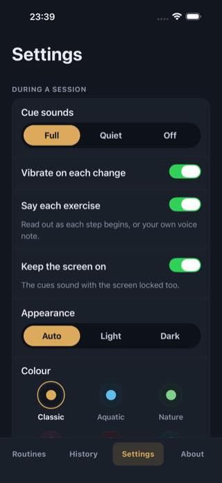 Settings — Timer: Workouts & Intervals