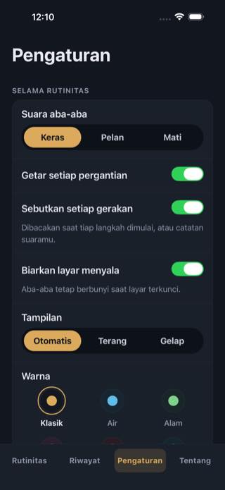Pengaturan — Timer: Workouts & Intervals