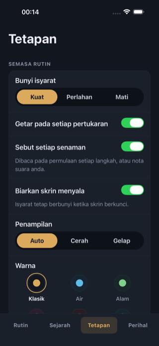 Tetapan — Timer: Workouts & Intervals