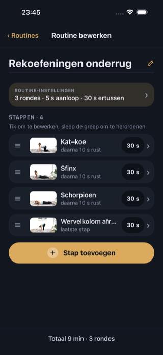 Routine bewerken — Timer: Workouts & Intervals