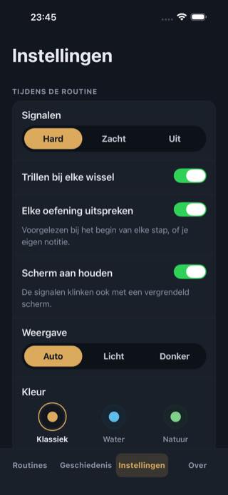 Instellingen — Timer: Workouts & Intervals