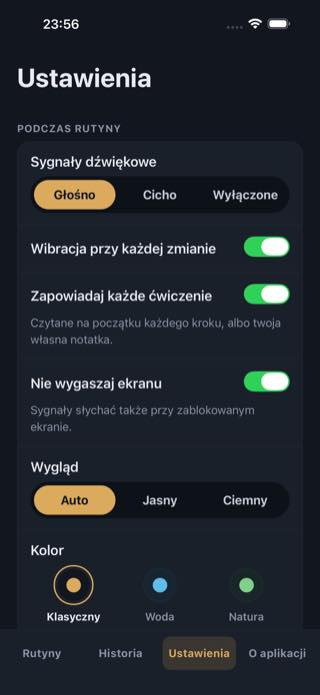 Ustawienia — Timer: Workouts & Intervals