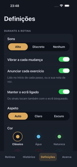 Definições — Timer: Workouts & Intervals