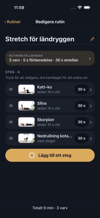 Redigera rutin — Timer: Workouts & Intervals