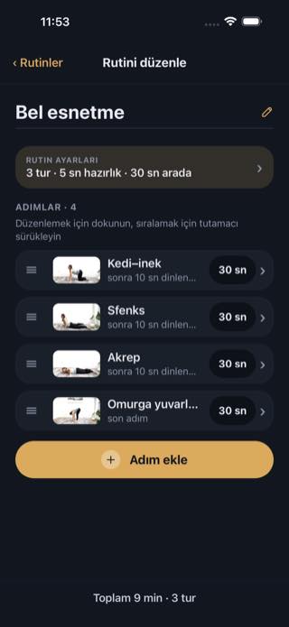 Rutini düzenle — Timer: Workouts & Intervals